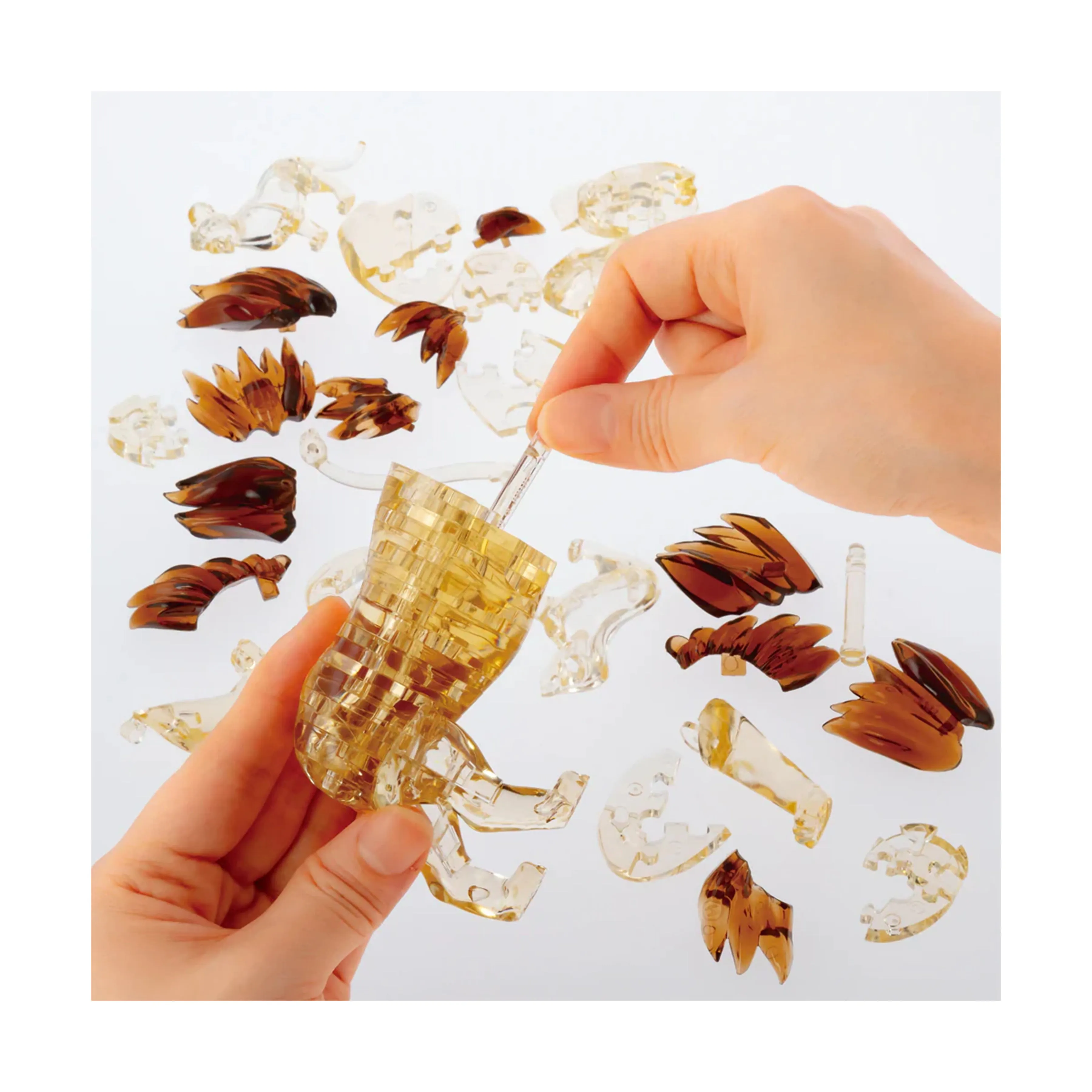 3D Crystal Puzzle - Lion and Baby (Gold): 55 Pcs