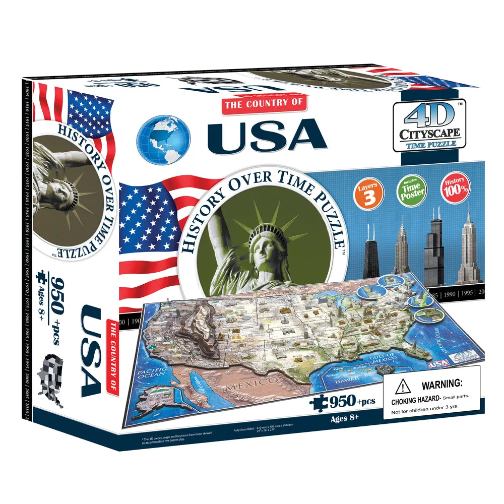 4D Cityscape Time Puzzle - USA History Over Time 950  pc