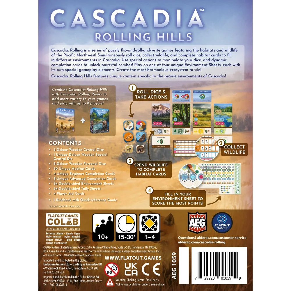 AEG Cascadia: Rolling Hills - Dynamic Flip-Roll-Write Board Game for Families