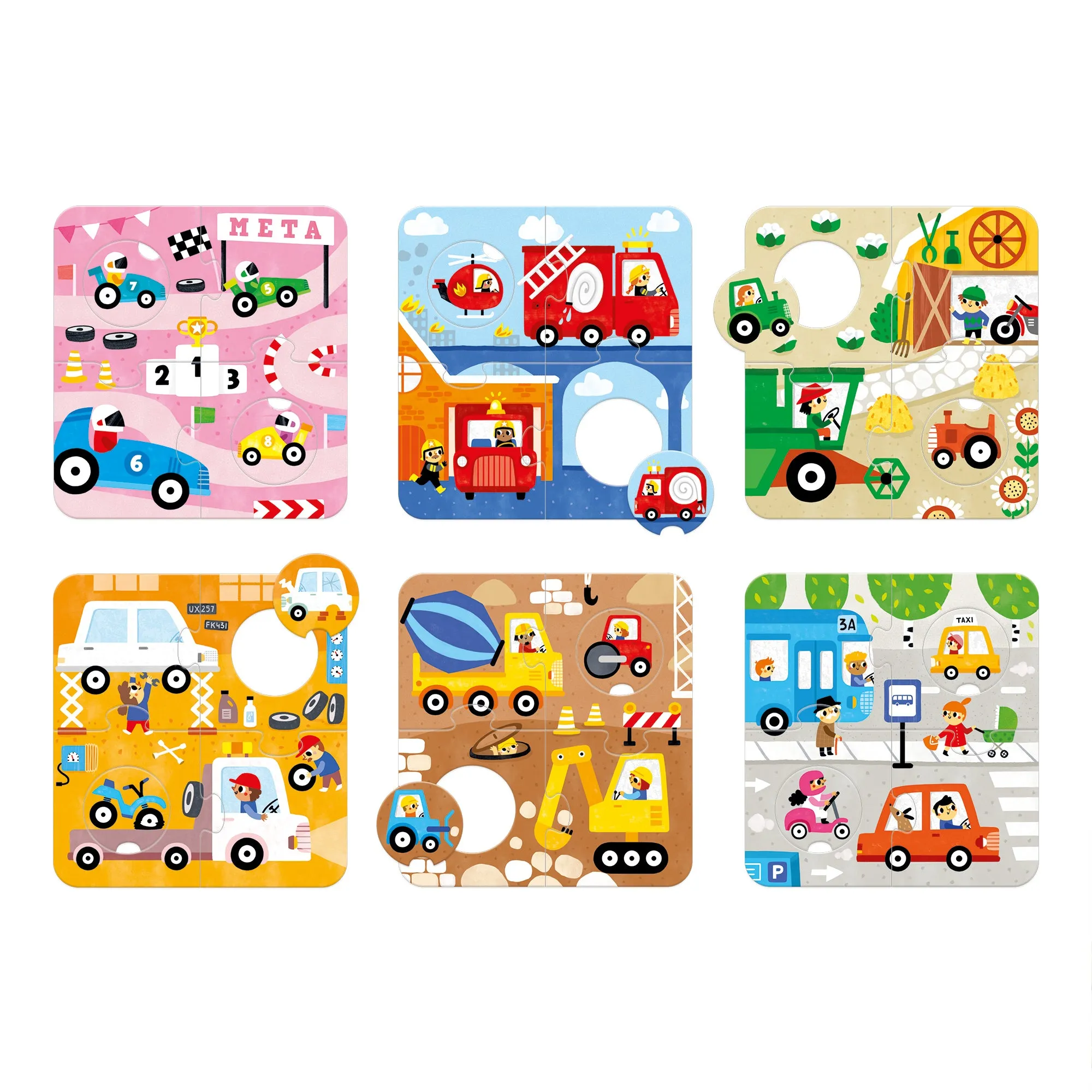 Banana Panda Educational Vehicle Adventure Puzzle Set - 6 pc