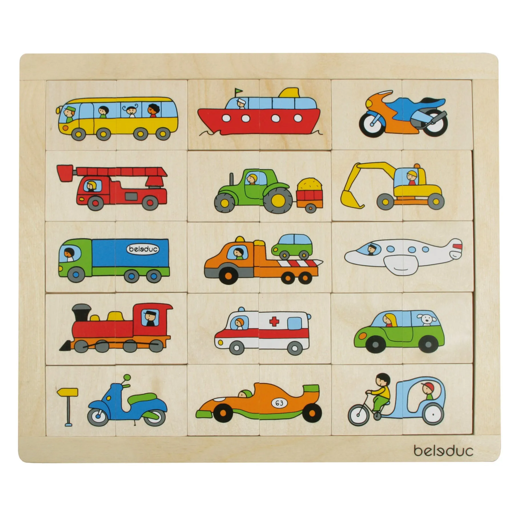 Beleduc Match & Mix Transport Wooden Puzzle - 30 pc