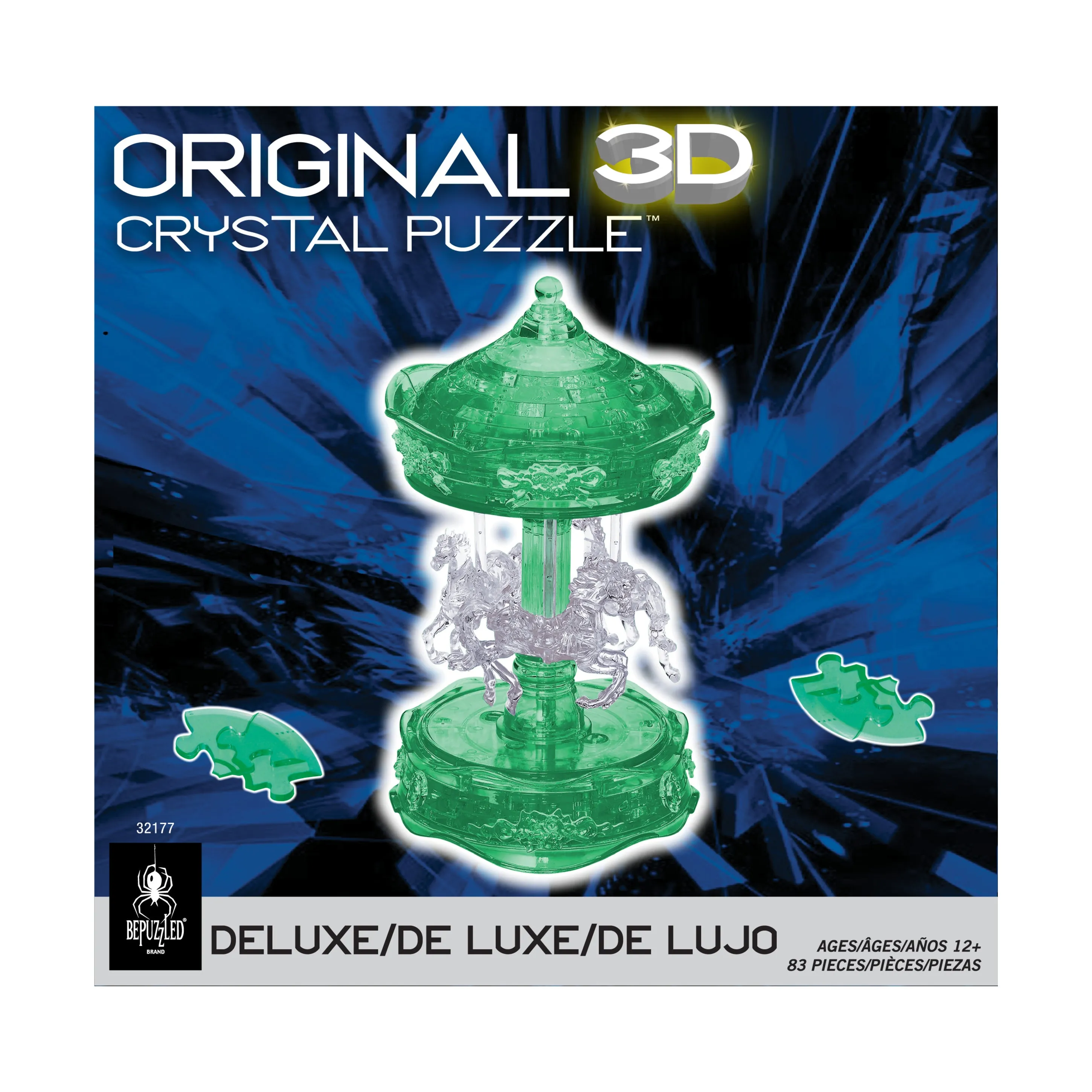 BePuzzled 3D Crystal Carousel Puzzle - Enchanting Green/White, 83 Pieces