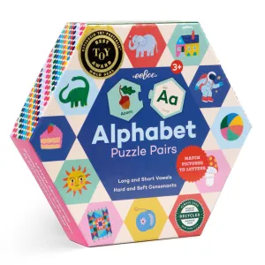 eeBoo Alphabet Hexagon Puzzle Pairs - 33 Pairs, Educational Toy for Kids Ages 3 