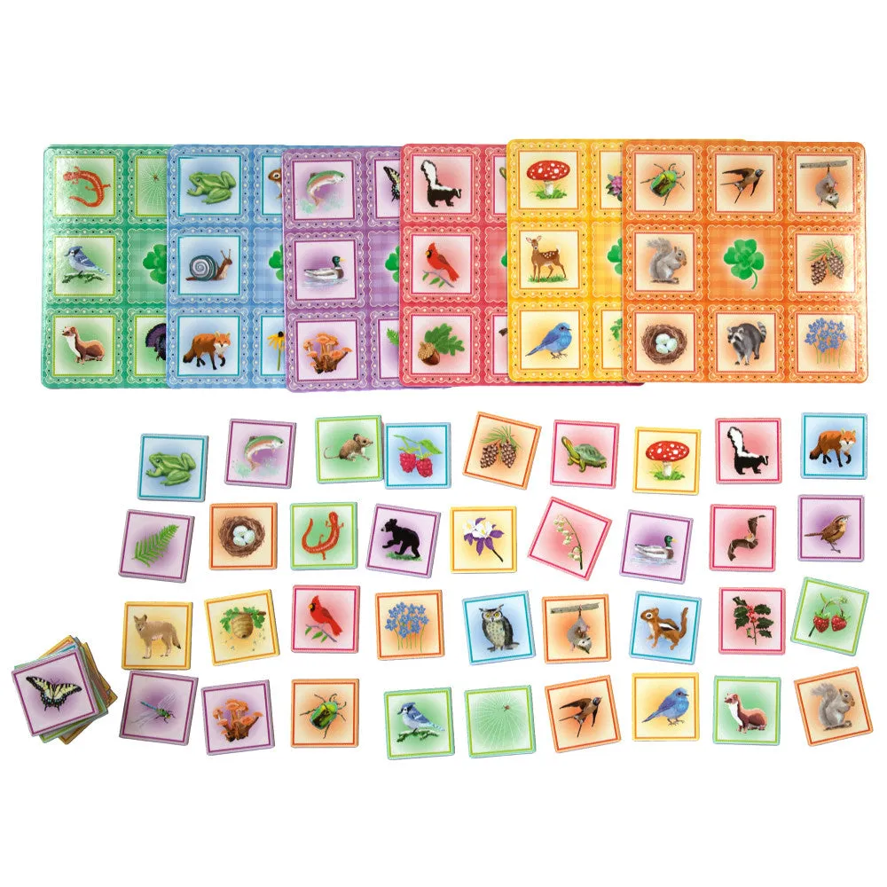 eeBoo Busy Woods Bingo Game for Kids, Sweet Woodland Animal Edition