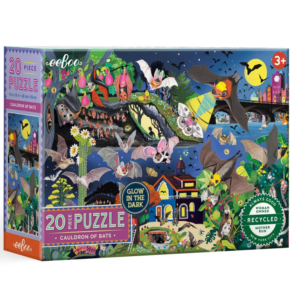 eeBoo Love of Bats Glow-in-the-Dark Jigsaw Puzzle - 20 pc