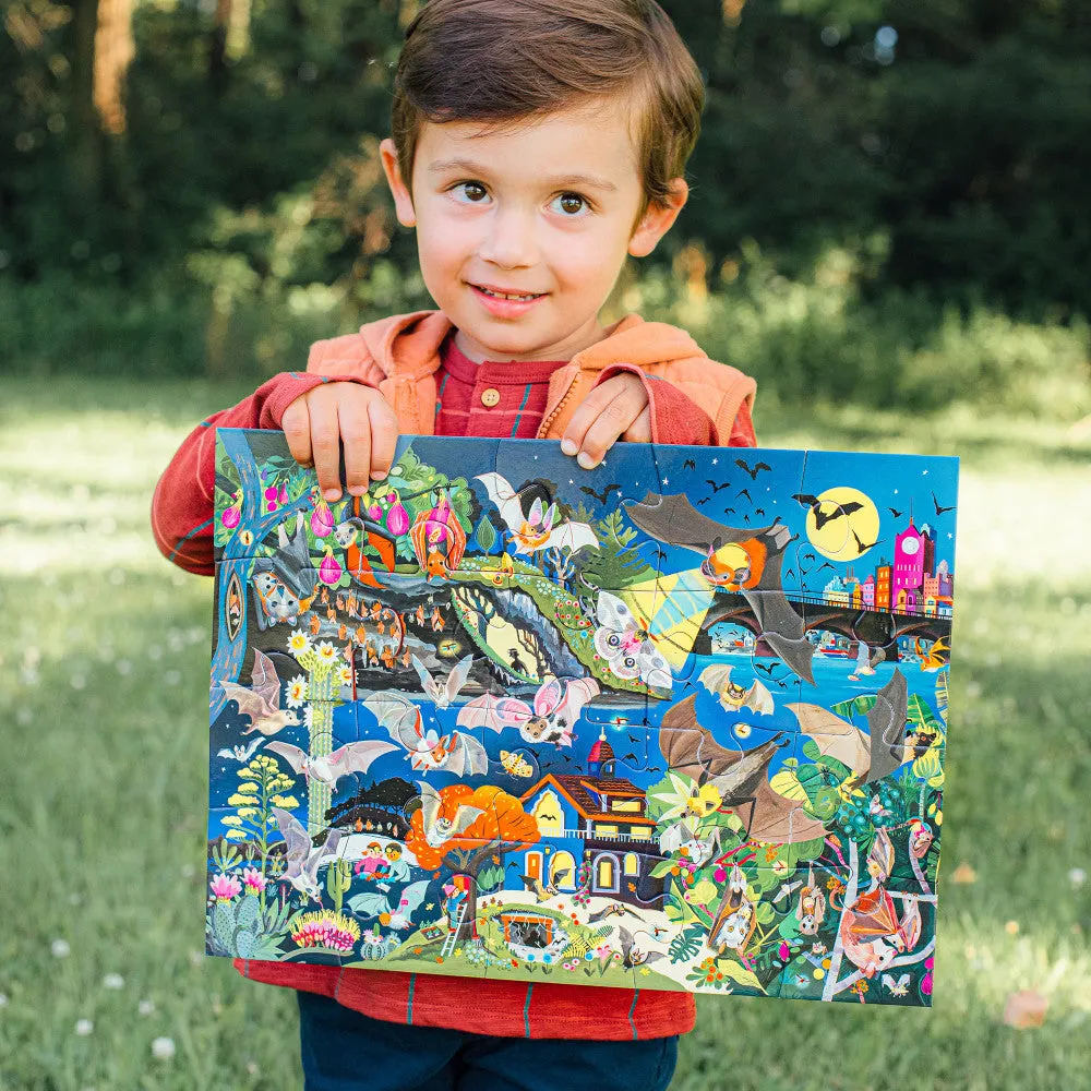 eeBoo Love of Bats Glow-in-the-Dark Jigsaw Puzzle - 20 pc