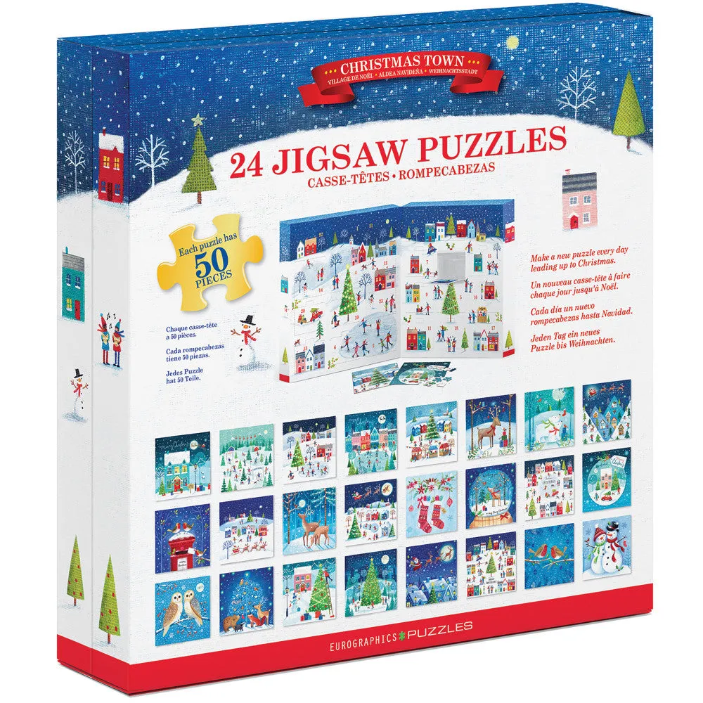Eurographics Christmas Town 24-Pack Puzzle Advent Calendar - 1200 pc