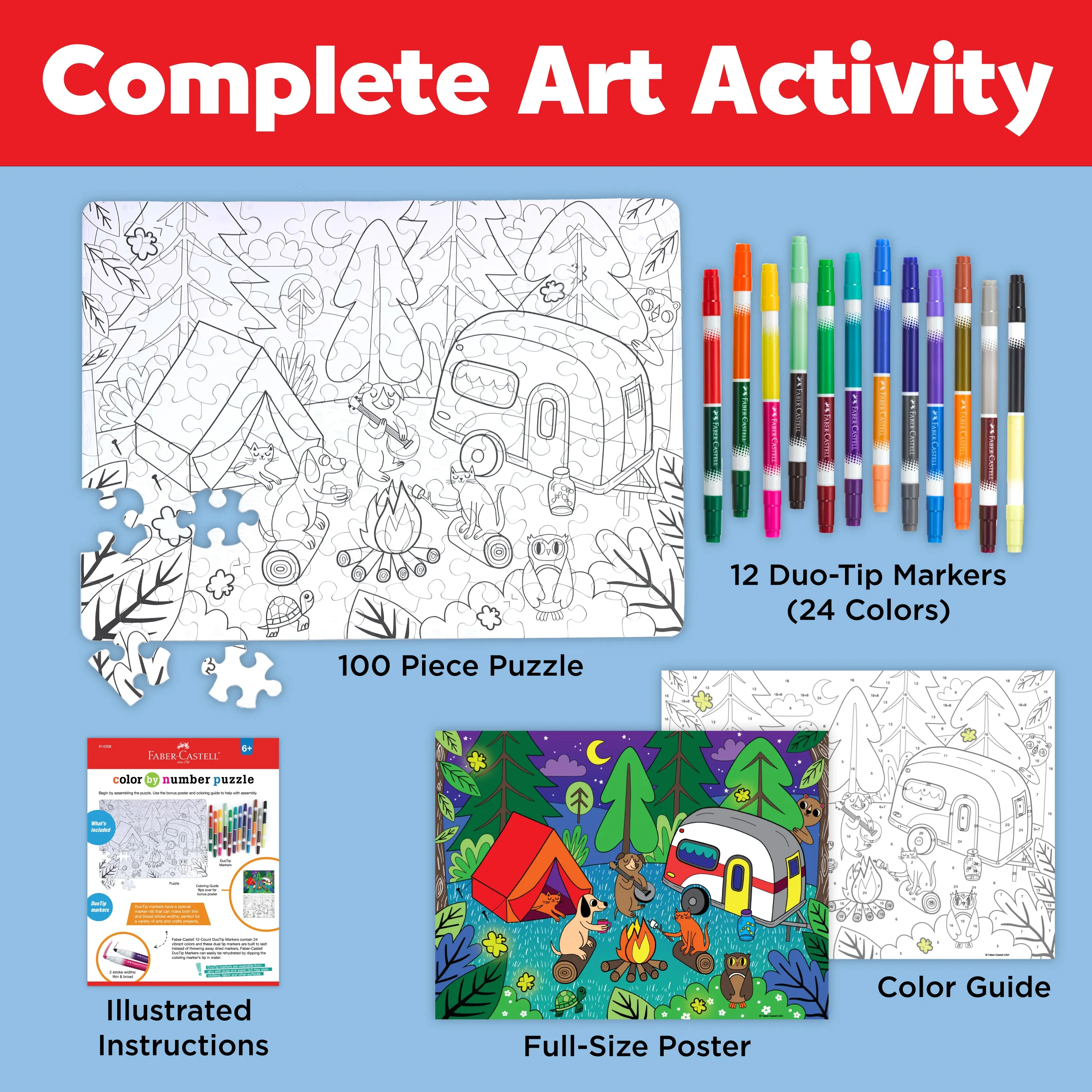 Faber-Castell Camping Color by Number Puzzle - 100 pc