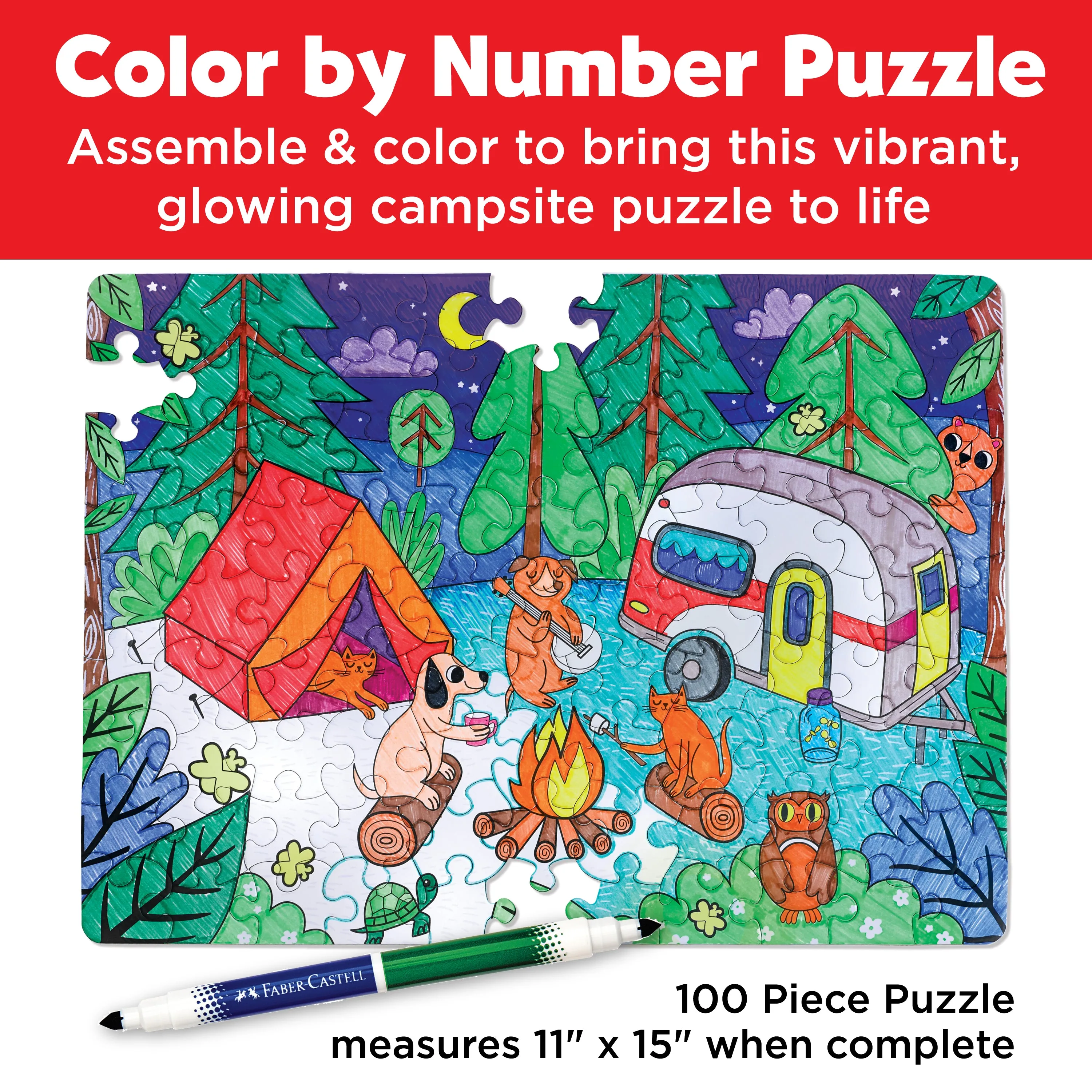 Faber-Castell Camping Color by Number Puzzle - 100 pc