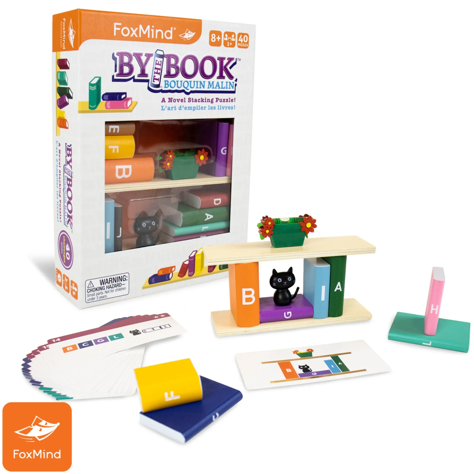 FoxMind By The Book 3D Wooden Stacking Puzzle - 40 Challenges
