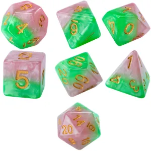 Gate Keeper Games Halfsies Dice: Rose Dice - 7pc Vibrant Set
