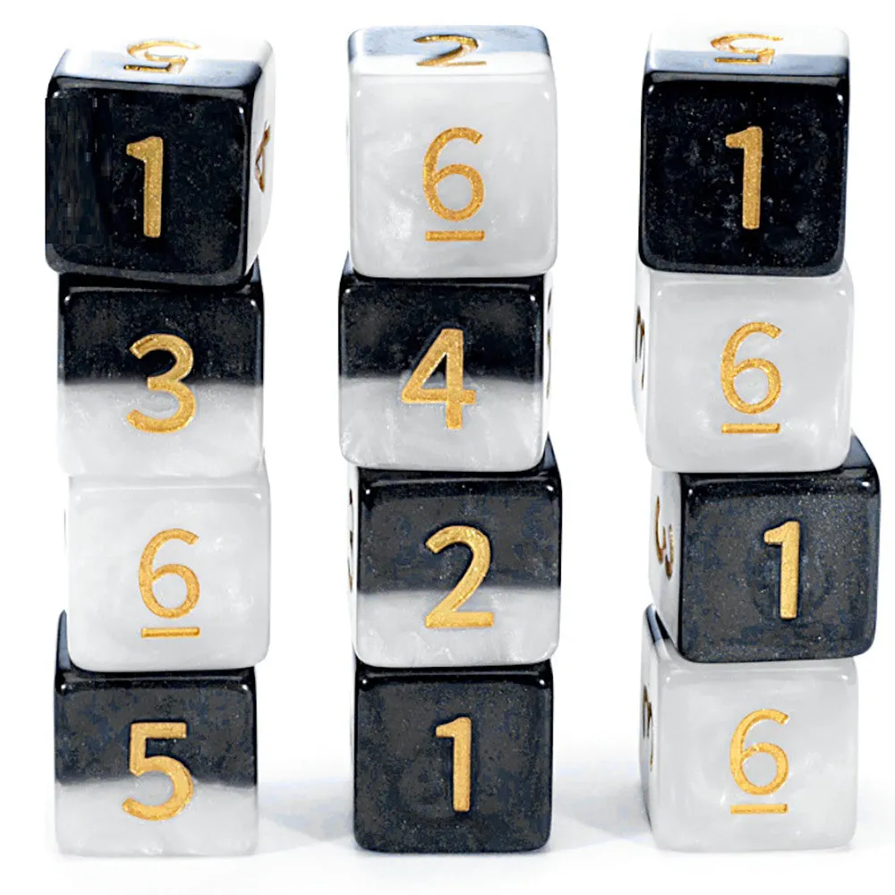 Gate Keeper Games Halfsies Dice: Yin Yang -12d6 Black & White Set