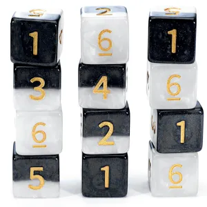 Gate Keeper Games Halfsies Dice: Yin Yang -12d6 Black & White Set