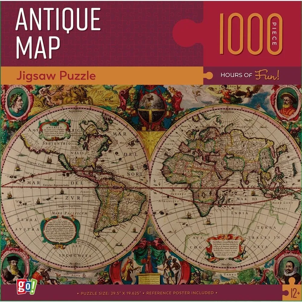 Go! Games Antique Map 1000-Piece Jigsaw Puzzle - Historical World View