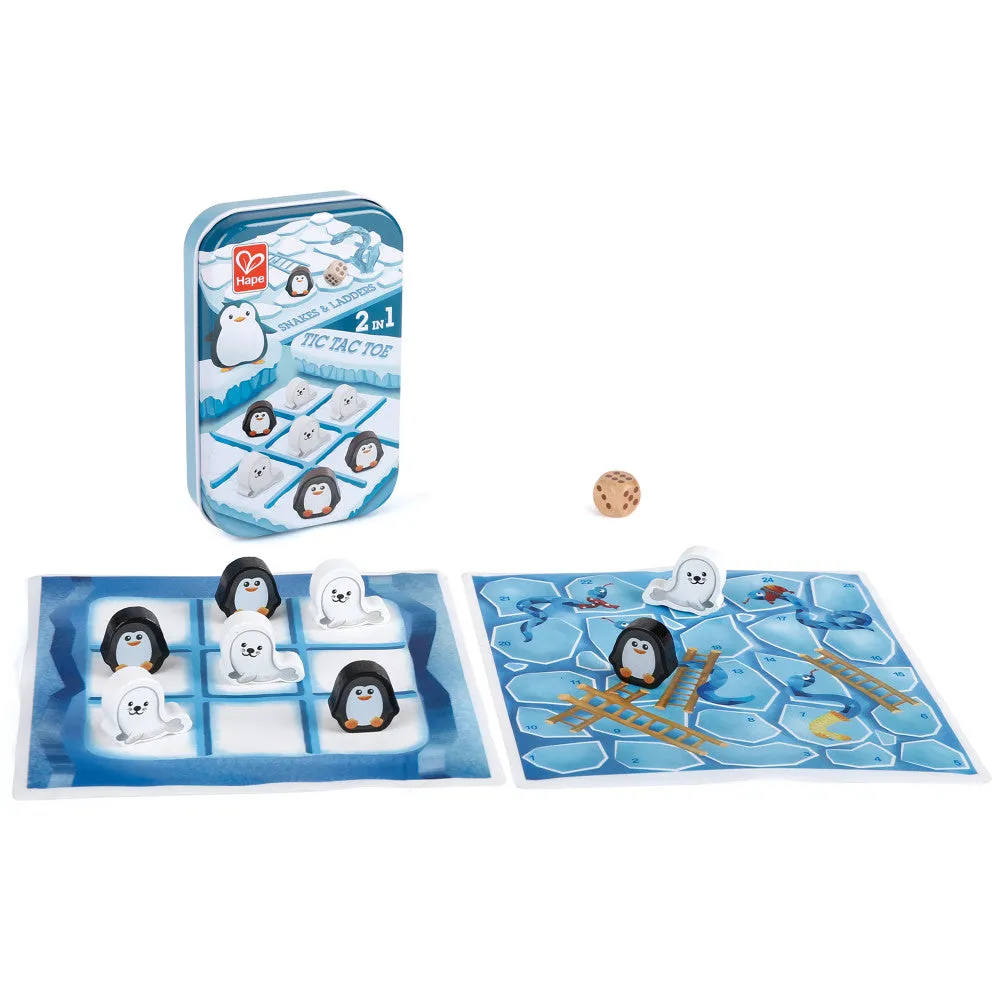 Hape 2-in-1 Tic Tac Toe & Snakes and Ladders Travel Tin Game