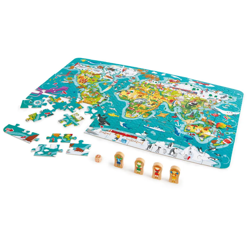 Hape 2-In-1 World Tour Puzzle & Game - 105pc