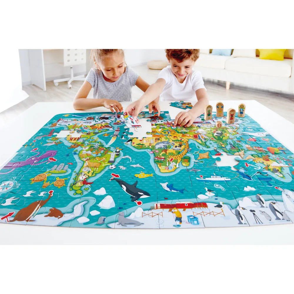 Hape 2-In-1 World Tour Puzzle & Game - 105pc