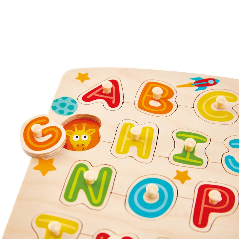 Hape ABC Picture 27pc Wooden Peg Puzzle - Educational Toy