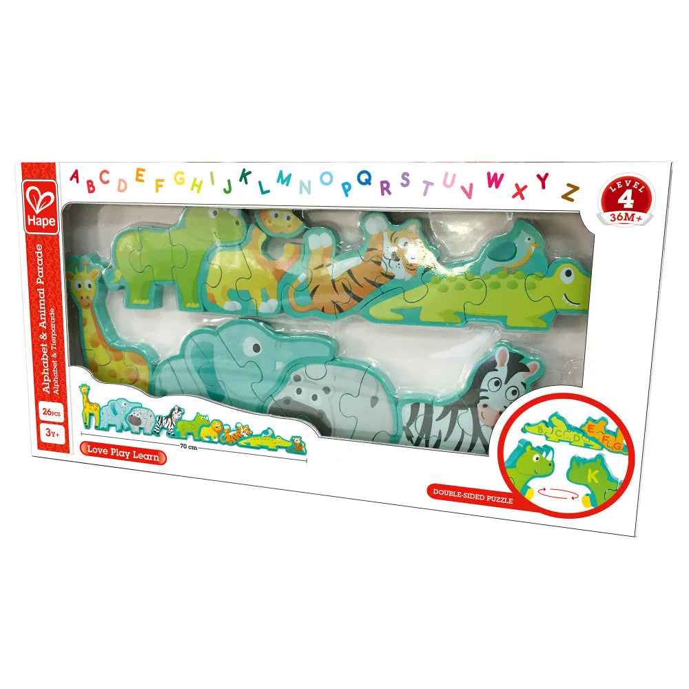 Hape Alphabet Animal Parade 26-Piece Wooden Puzzle