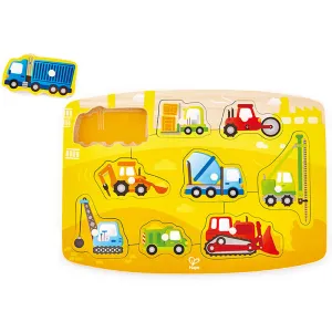 Hape Construction Site 10pc Wooden Peg Puzzle