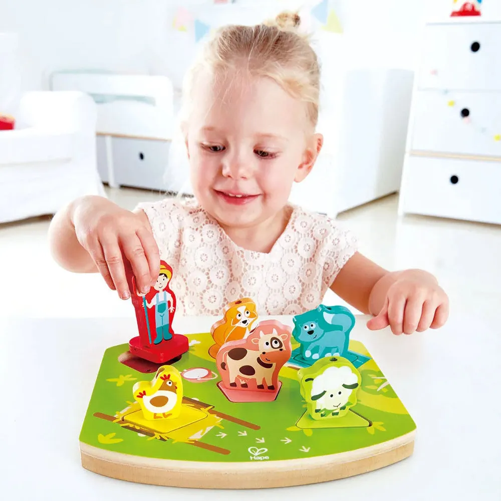 Hape Farmyard 7pc Wooden Sound Effect Puzzle