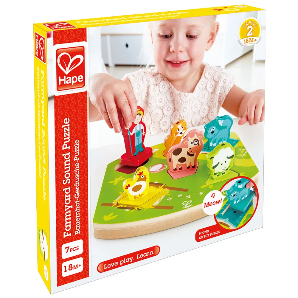Hape Farmyard 7pc Wooden Sound Effect Puzzle