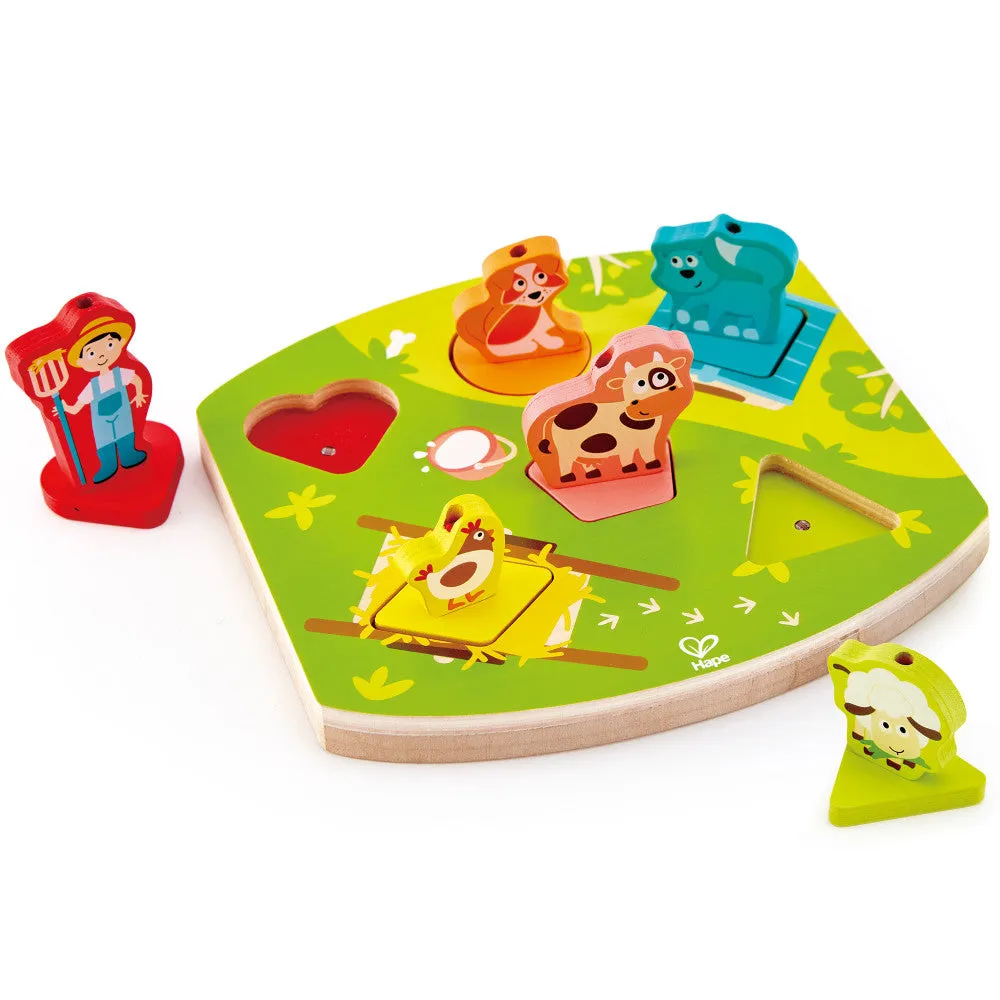 Hape Farmyard 7pc Wooden Sound Effect Puzzle