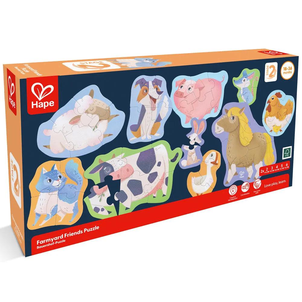 Hape Farmyard Friends 10 Mini Animal Shaped Puzzles