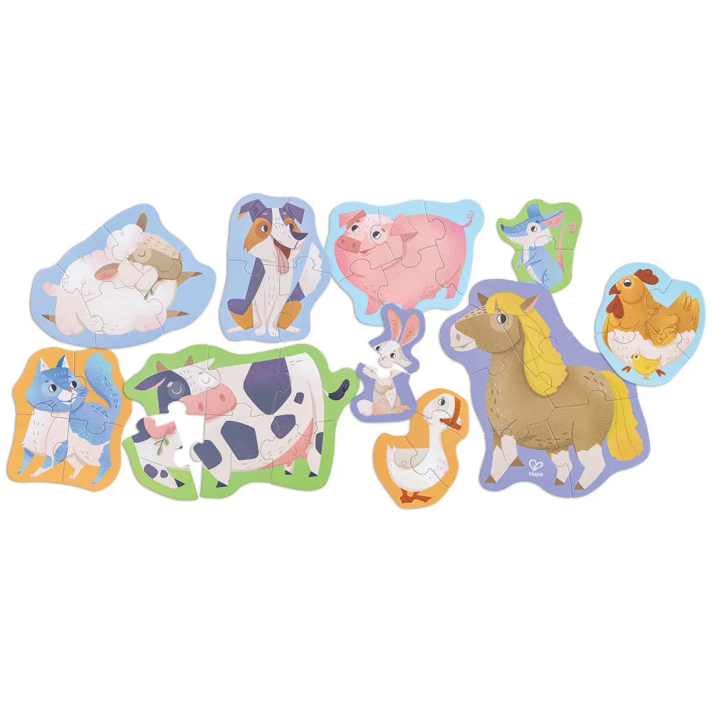Hape Farmyard Friends 10 Mini Animal Shaped Puzzles