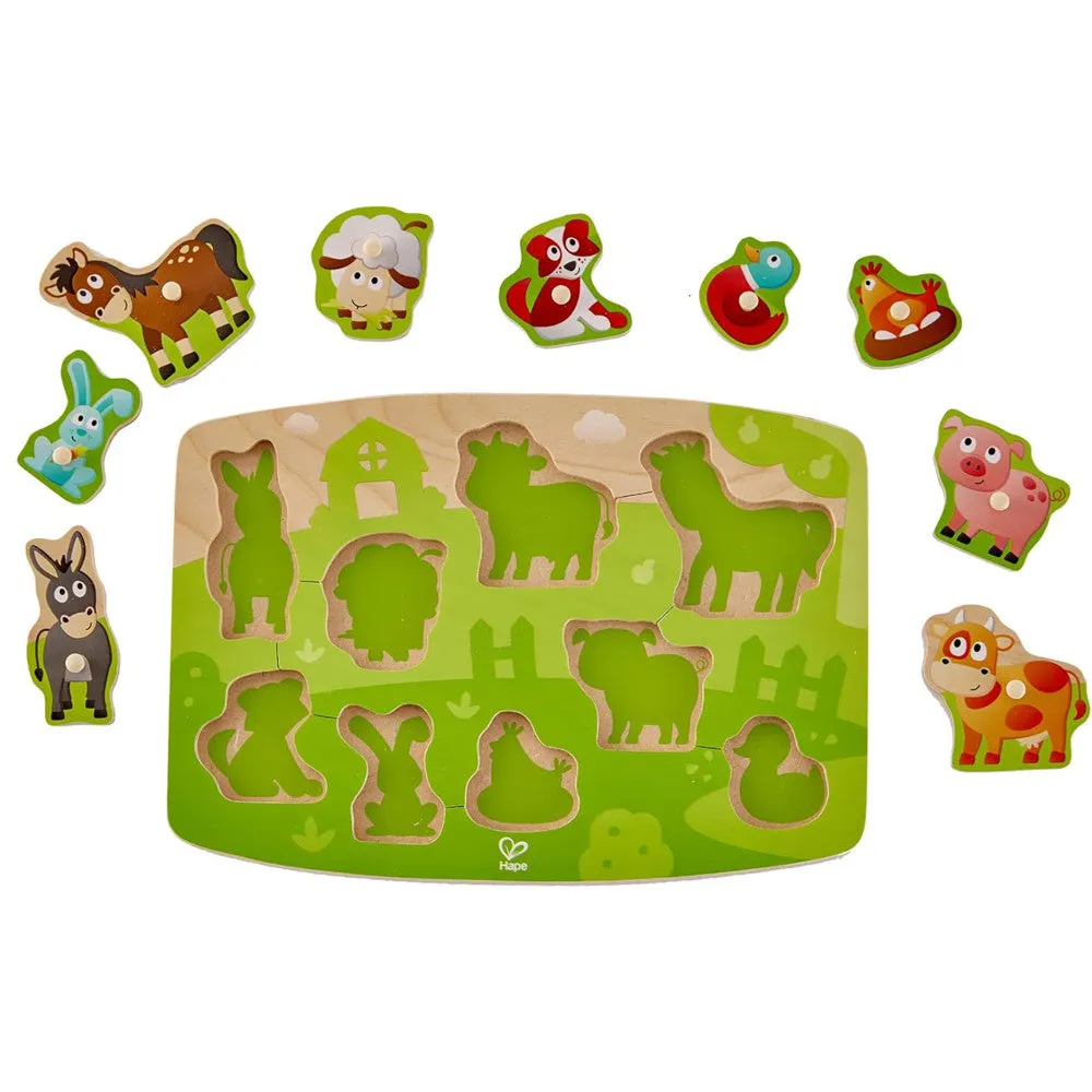 Hape Farmyard Wooden Peg Puzzle - 10pc