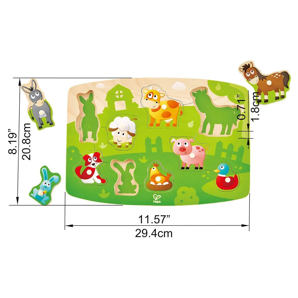 Hape Farmyard Wooden Peg Puzzle - 10pc