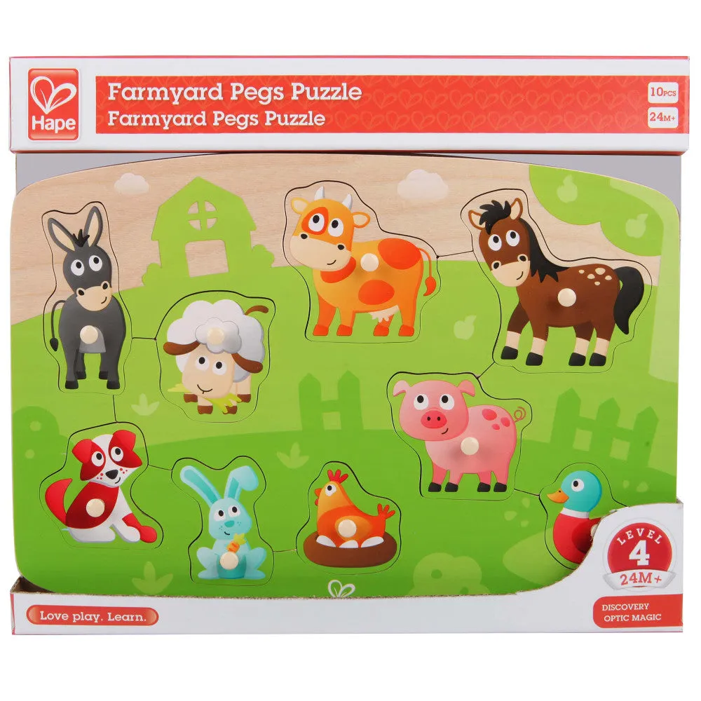 Hape Farmyard Wooden Peg Puzzle - 10pc