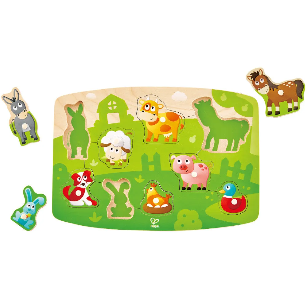 Hape Farmyard Wooden Peg Puzzle - 10pc