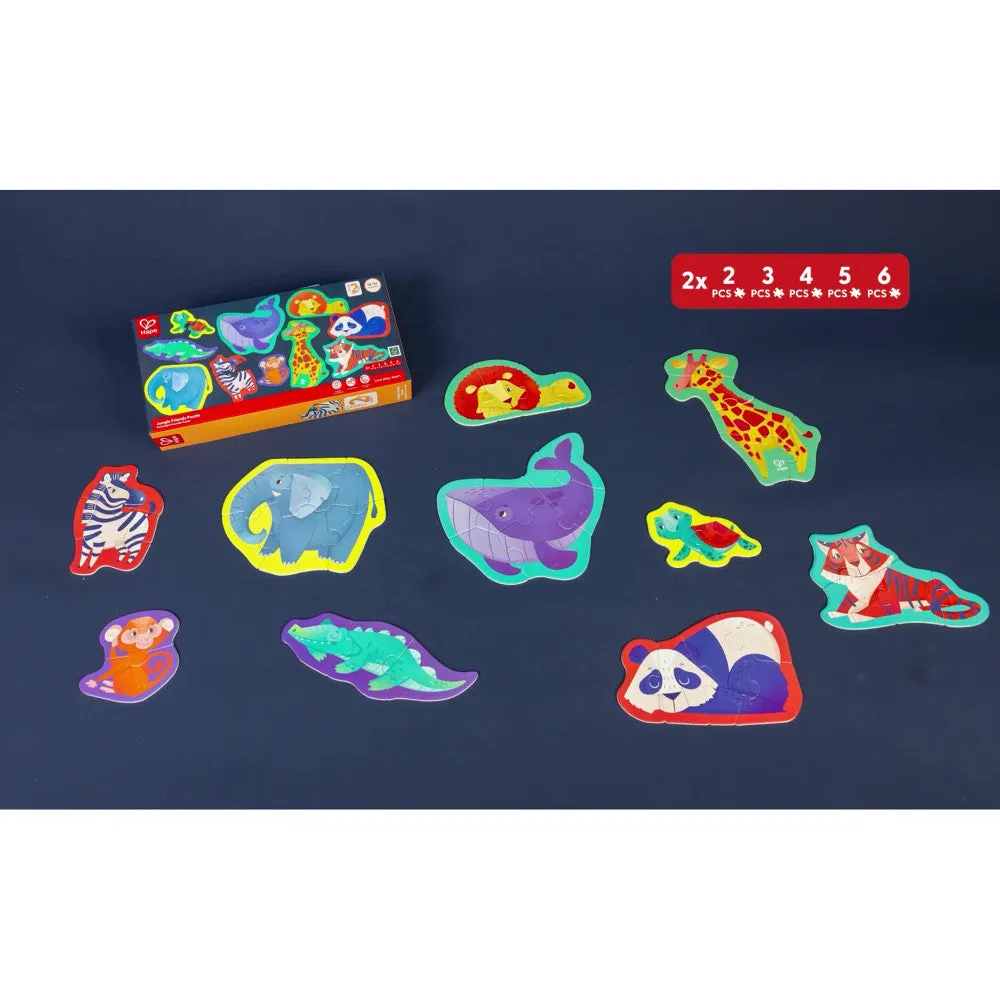 Hape Jungle Friends 10-Pack Animal Shaped Puzzles
