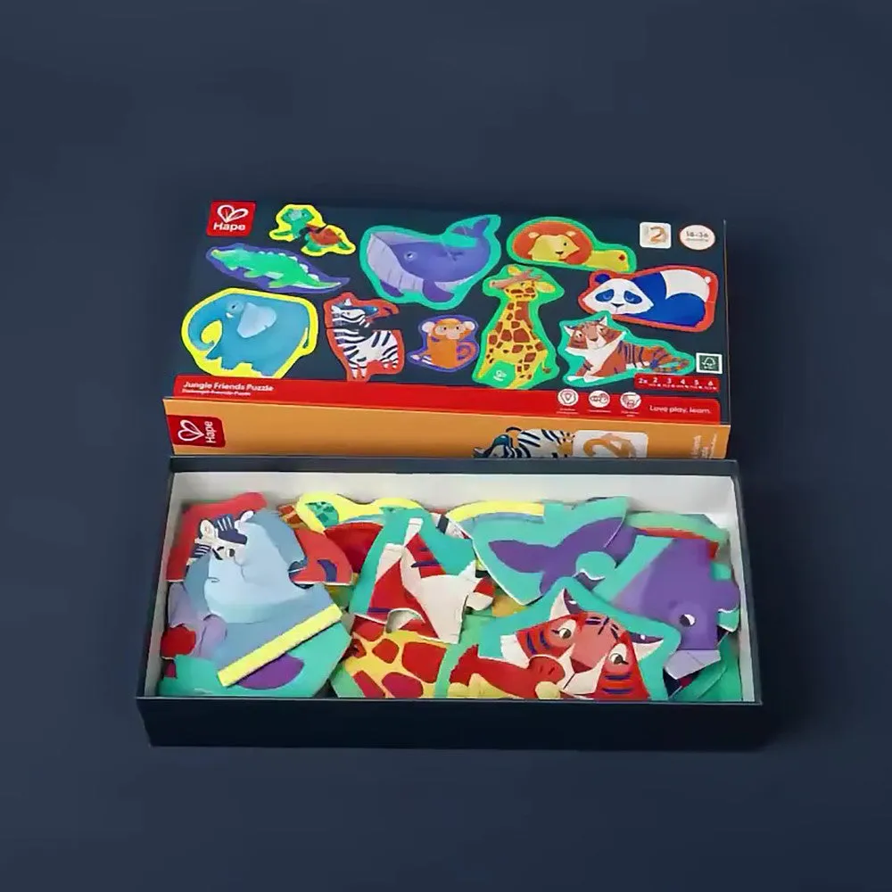 Hape Jungle Friends 10-Pack Animal Shaped Puzzles