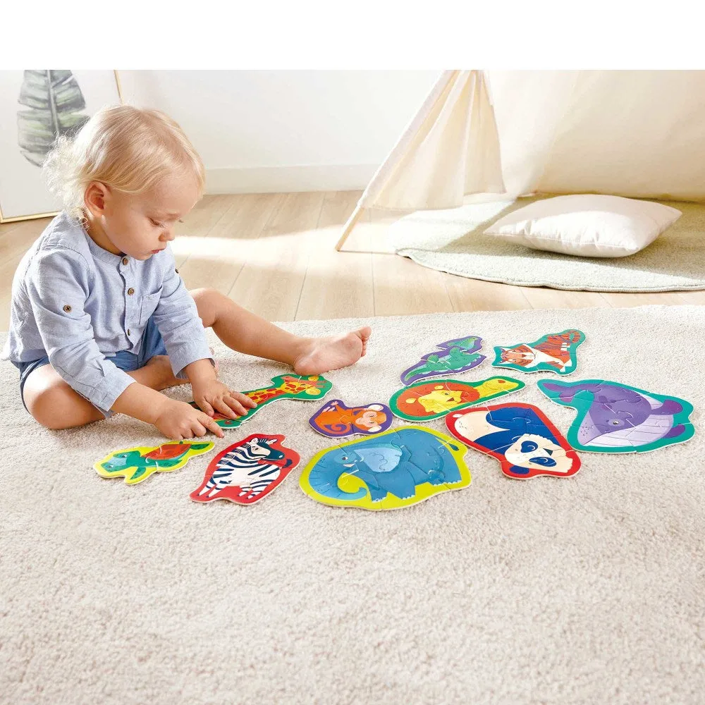 Hape Jungle Friends 10-Pack Animal Shaped Puzzles