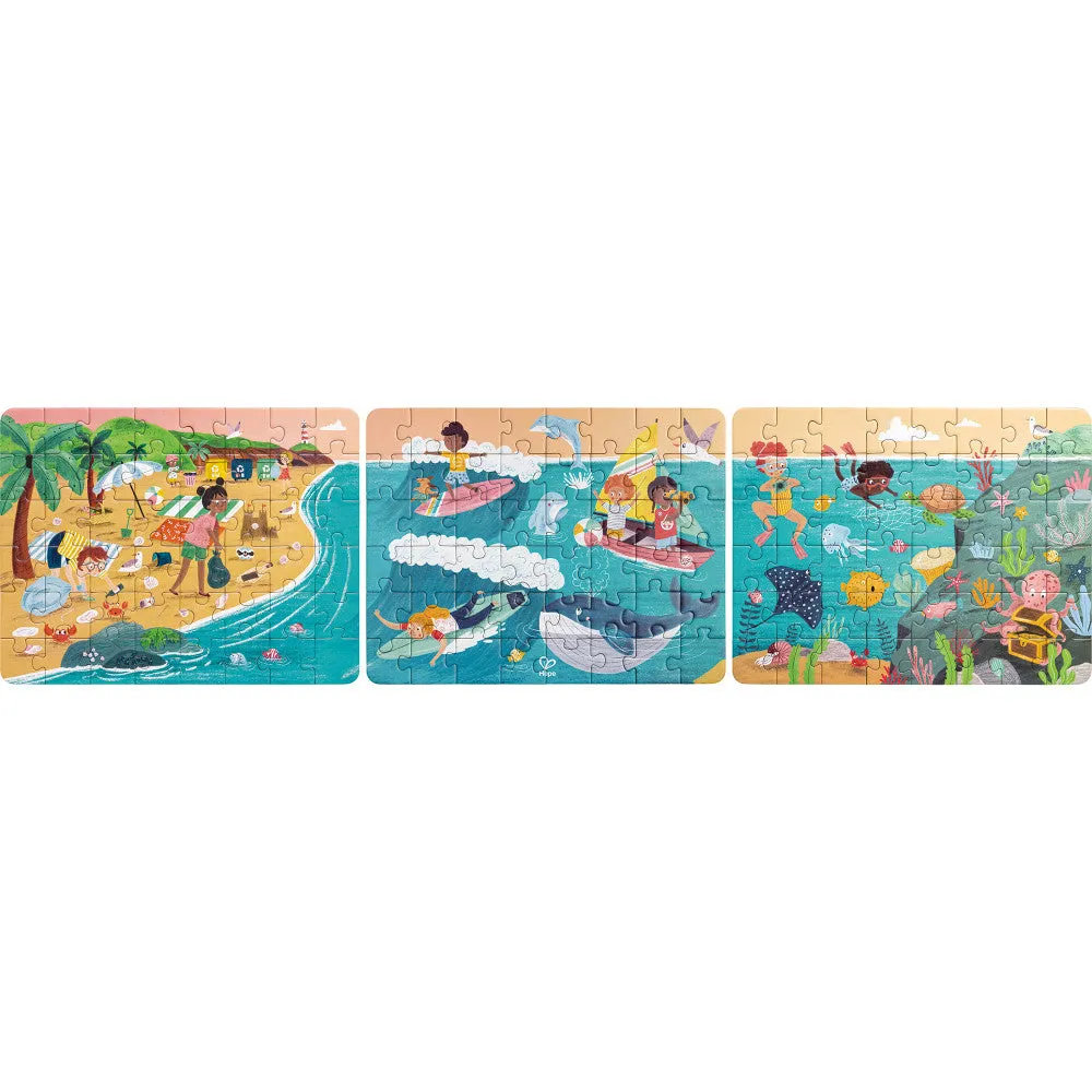 Hape Ocean Friends 3-Pack Jigsaw Puzzle - 48 pc Each