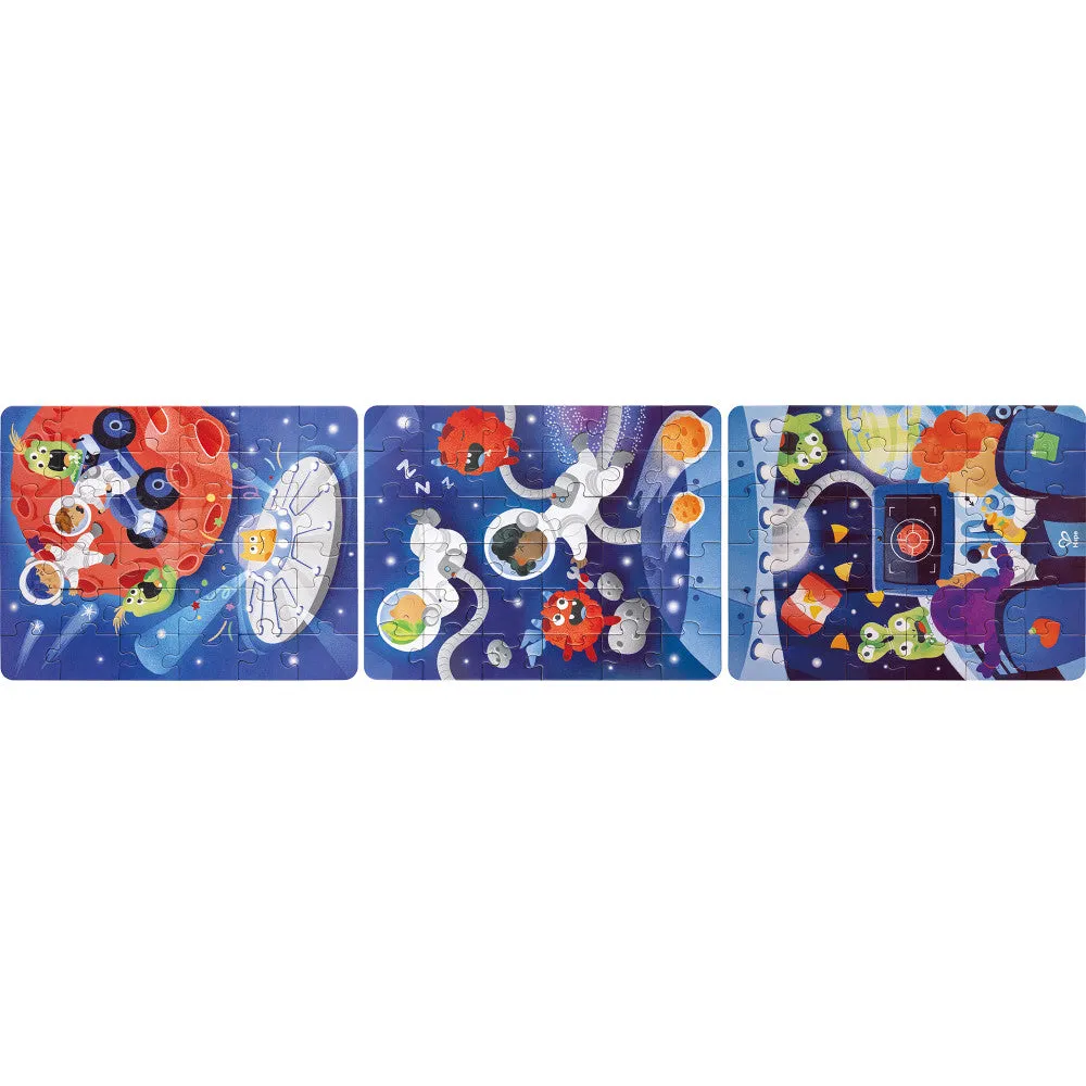 Hape Space Adventure 3-Pack Jigsaw Puzzles – 48 pc Each