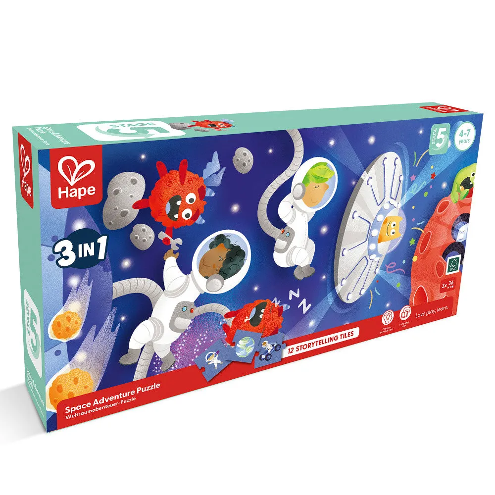 Hape Space Adventure 3-Pack Jigsaw Puzzles – 48 pc Each