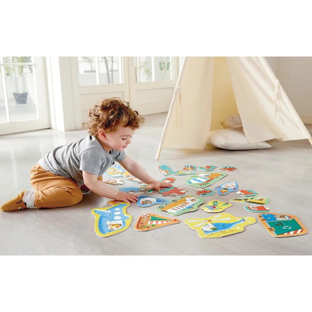 Hape Wheels & Wonders 15-Pack Mini Vehicle Puzzles