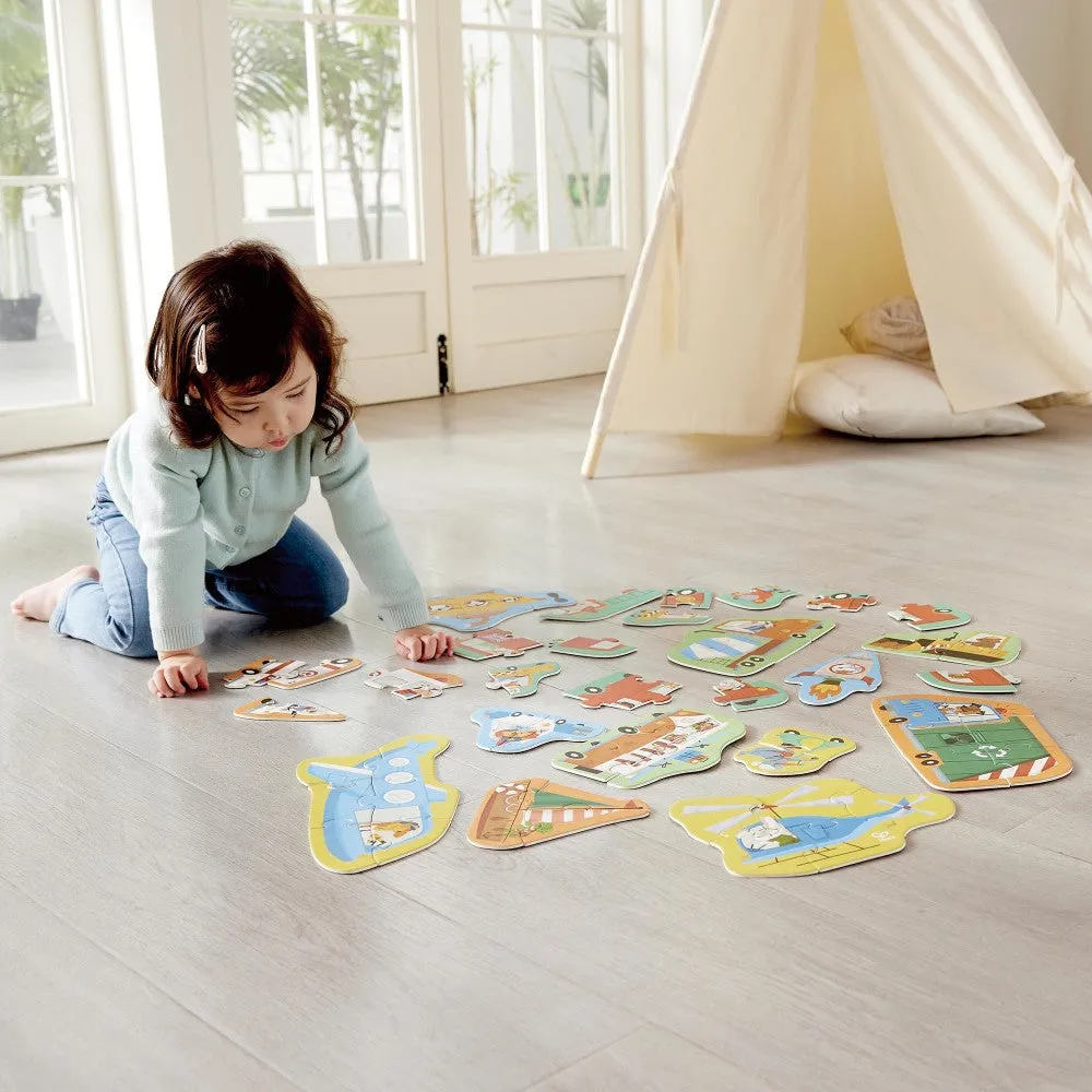 Hape Wheels & Wonders 15-Pack Mini Vehicle Puzzles