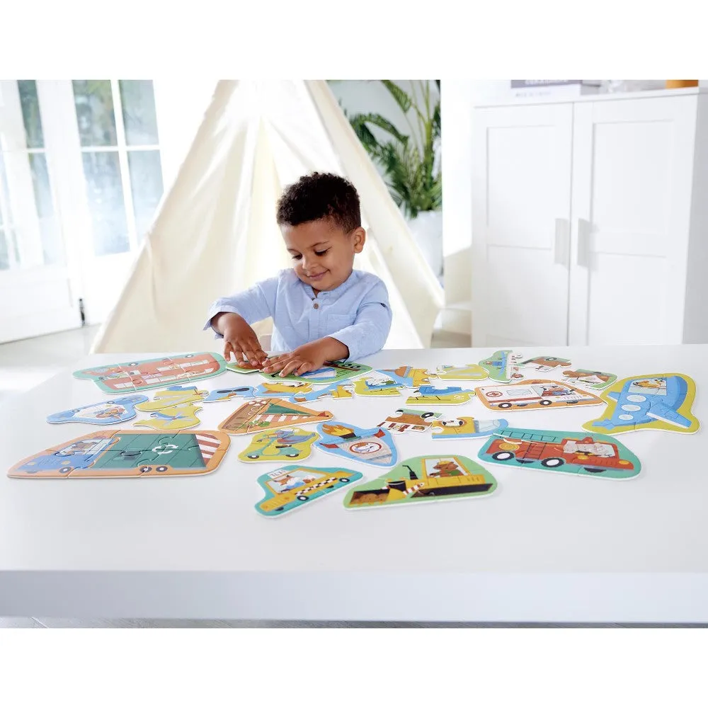 Hape Wheels & Wonders 15-Pack Mini Vehicle Puzzles