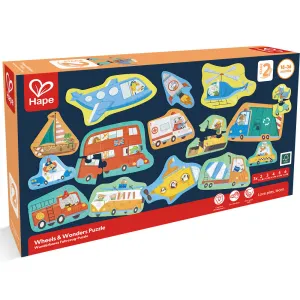 Hape Wheels & Wonders 15-Pack Mini Vehicle Puzzles