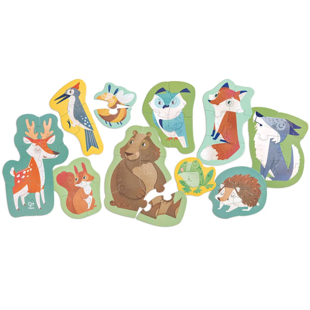 Hape Woodland Friends 10 Mini Animal-Shaped Puzzles