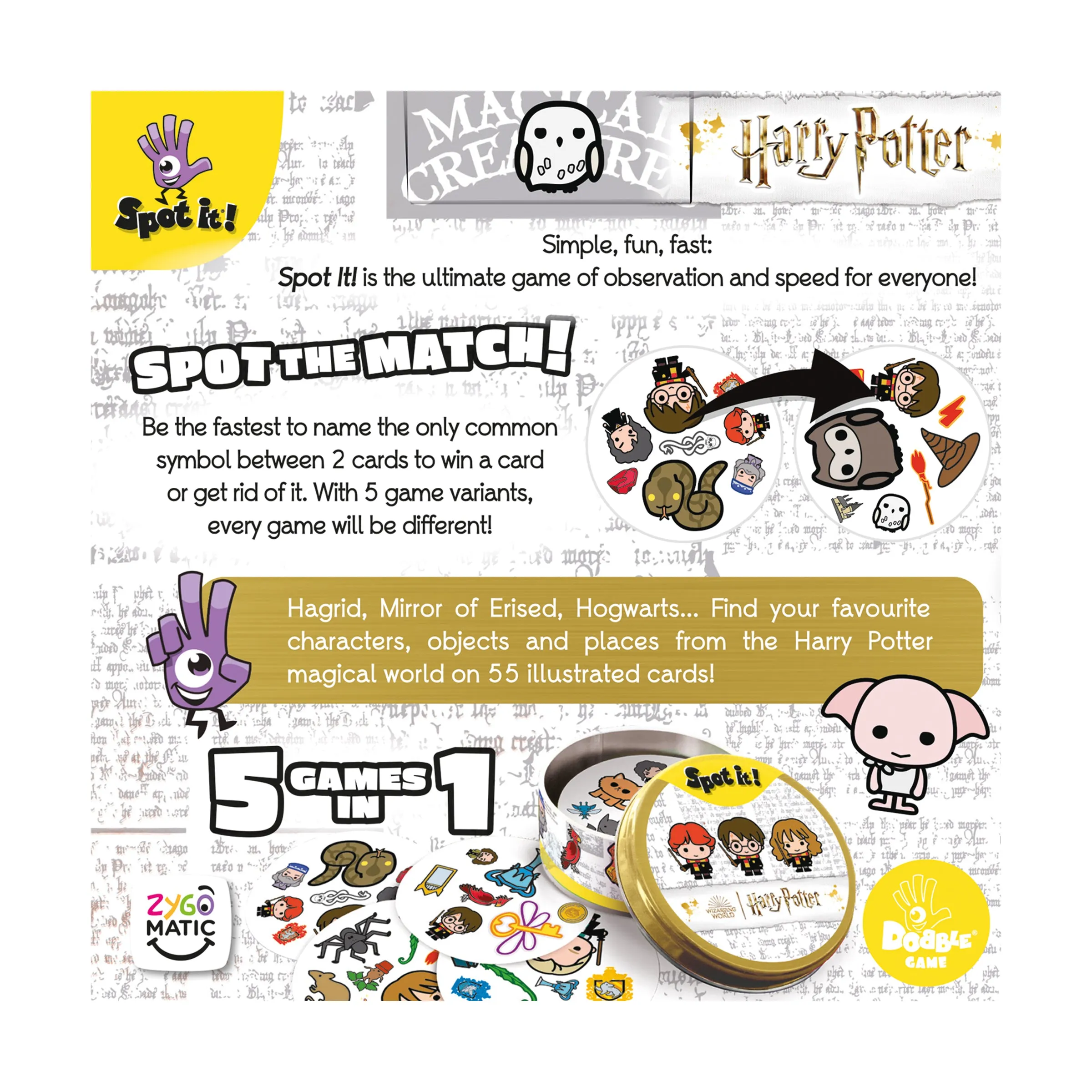 Harry Potter Spot it! Magical Matching Card Game