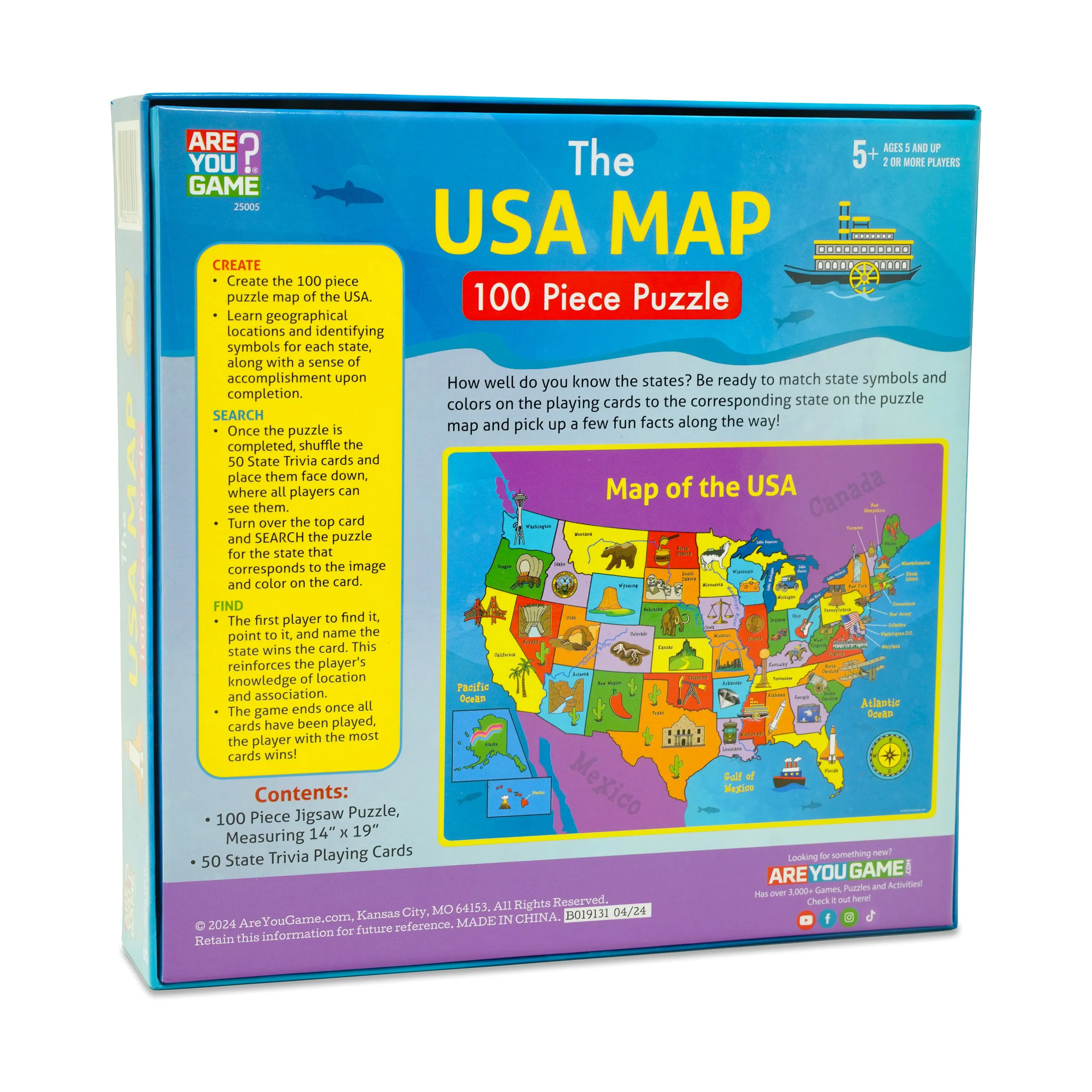 Interactive USA Map and State Trivia Puzzle – 100 pc
