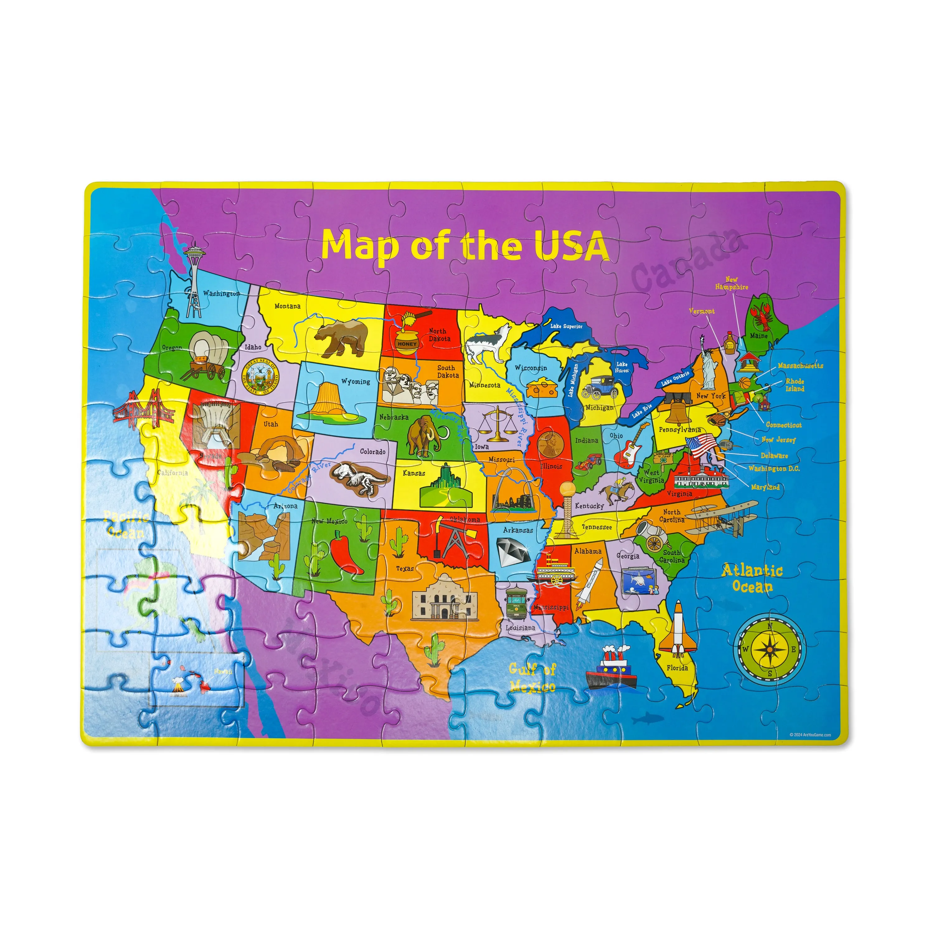 Interactive USA Map and State Trivia Puzzle – 100 pc