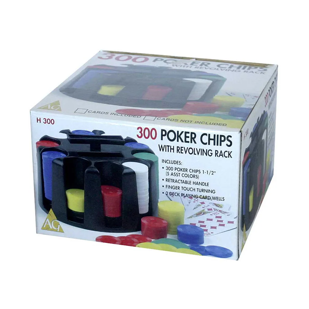 John N. Hansen Co. 300-Piece Poker Chip Set with Revolving Rack