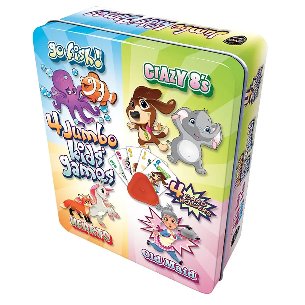 Jumbo Kids Classic Card Games Collection Tin - 4 Game Set