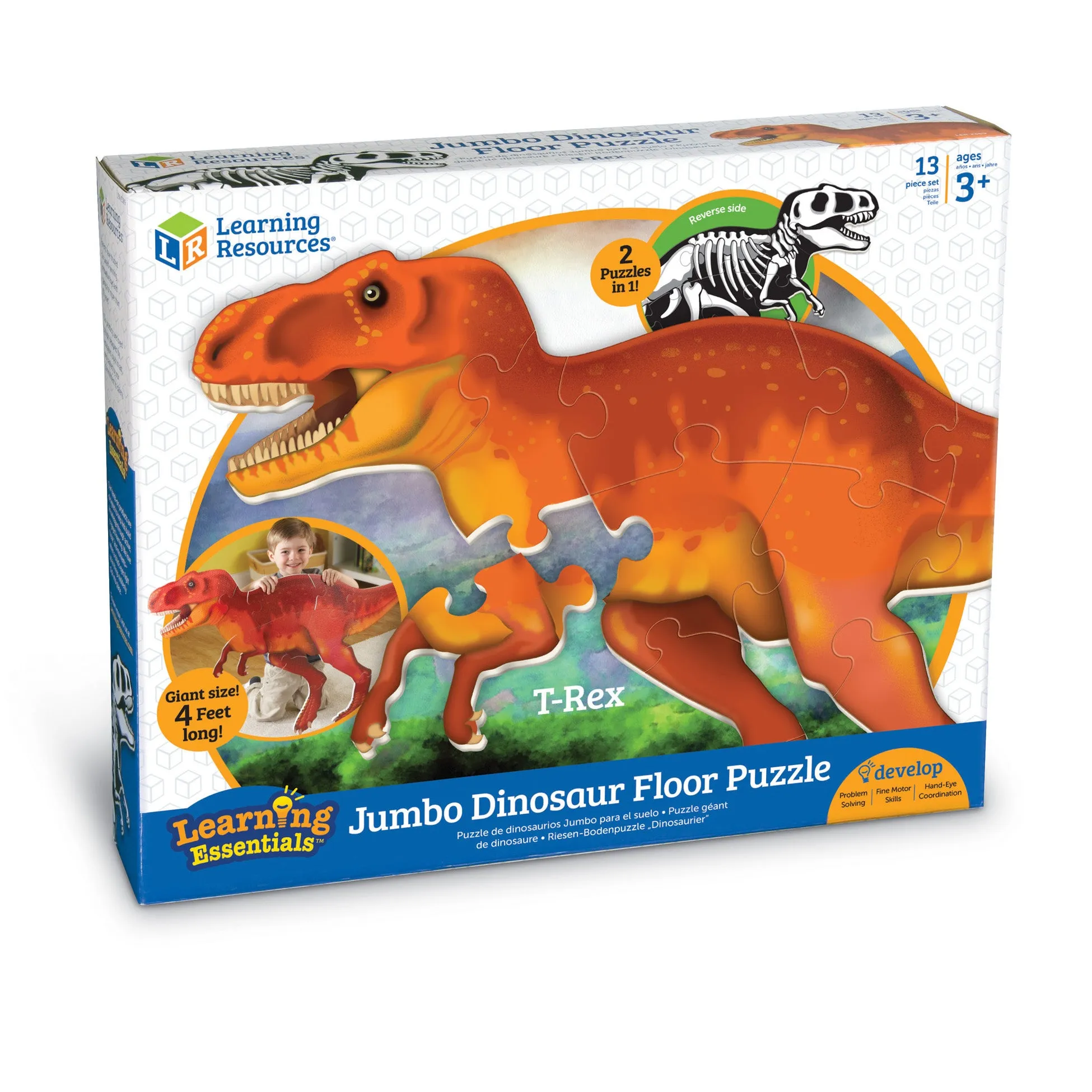 Learning Resources Jumbo T-Rex Dual-Sided Foam Floor Puzzle - 13 pc